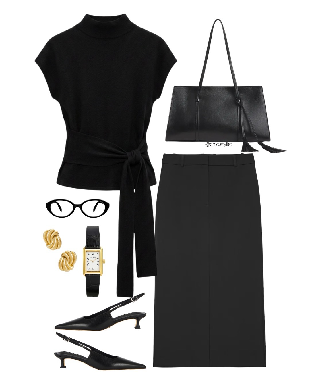 All Black with a Defined Waist: A Quietly Polished Skirt Outfit